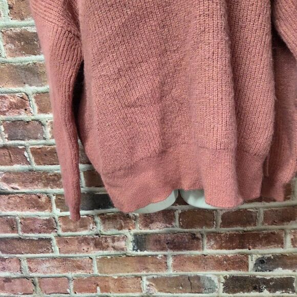 Zara Oversized Pink Ribbed Knit Pullover Sweater – Women’s Large Cozy Slouchy - Picture 6 of 8